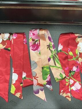 Floral Satin Bag Scarf set of 3 NWOT